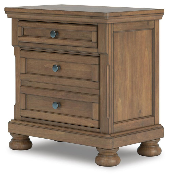 Vandenmore California King Panel Bed with Mirrored Dresser, Chest and Nightstand