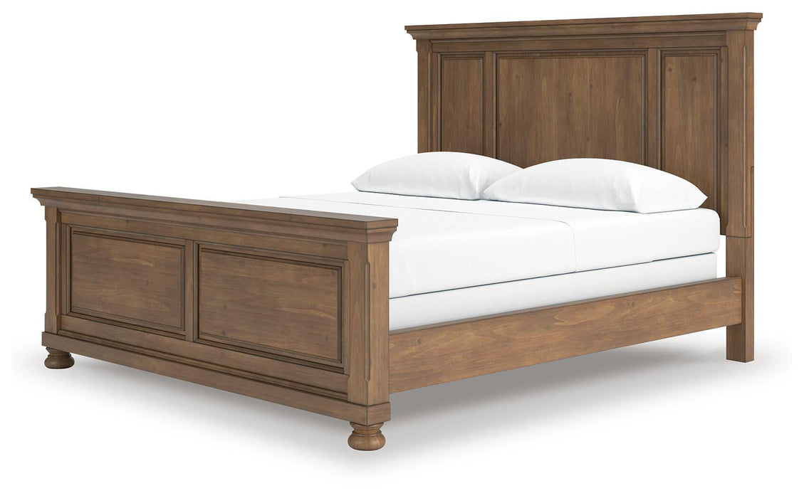 Vandenmore California King Panel Bed with Mirrored Dresser and Nightstand