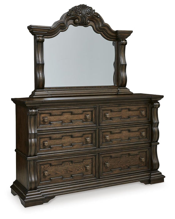 Maylee King Canopy Bed, Dresser and Mirror
