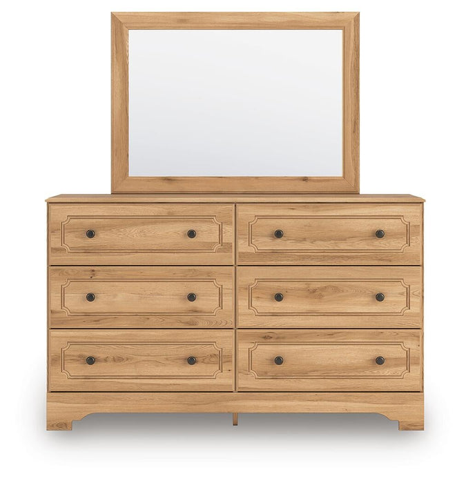 Galletyn King Panel Bed with Mirrored Dresser and Nightstand