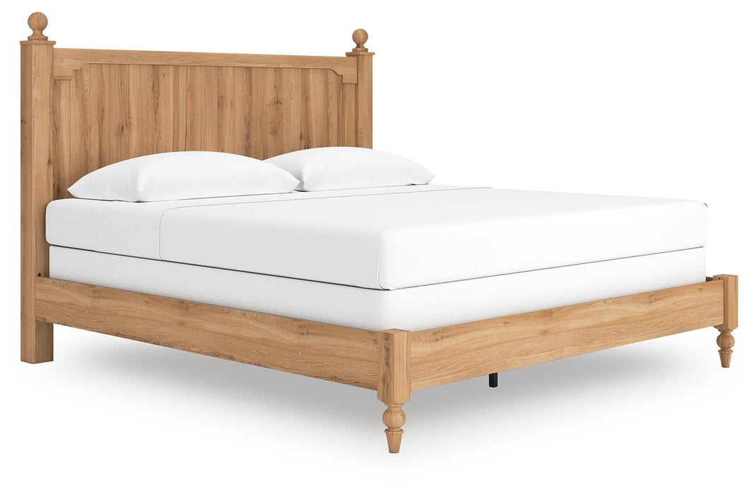 Galletyn King Panel Bed with Mirrored Dresser and Nightstand