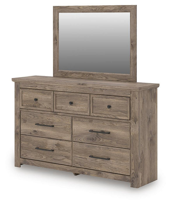 Keithland King Panel Bed with Mirrored Dresser and Nightstand