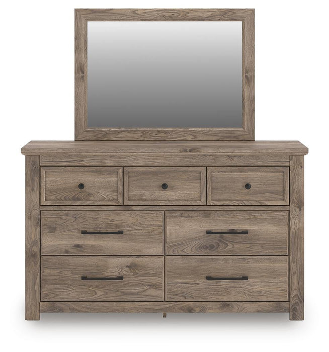 Keithland King Panel Bed with Mirrored Dresser